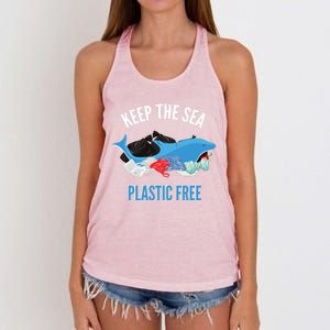 Keep The Sea Plastic Free Design Environt Dolphin Gift Women's Knotted Racerback Tank