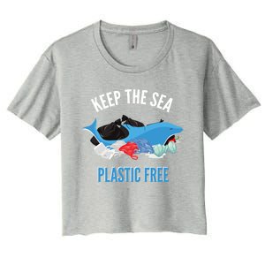 Keep The Sea Plastic Free Design Environt Dolphin Gift Women's Crop Top Tee