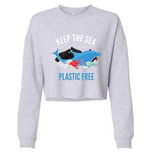 Keep The Sea Plastic Free Design Environt Dolphin Gift Cropped Pullover Crew