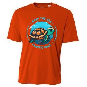 Keep The Sea Plastic Free Earth Day Save Sea Turtle Funny Gift Cooling Performance Crew T-Shirt