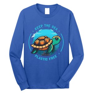 Keep The Sea Plastic Free Earth Day Save Sea Turtle Funny Gift Long Sleeve Shirt