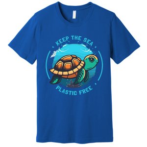 Keep The Sea Plastic Free Earth Day Save Sea Turtle Funny Gift Premium T-Shirt