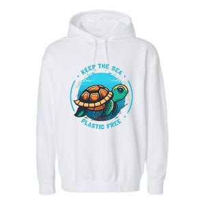 Keep The Sea Plastic Free Earth Day Save Sea Turtle Funny Gift Garment-Dyed Fleece Hoodie