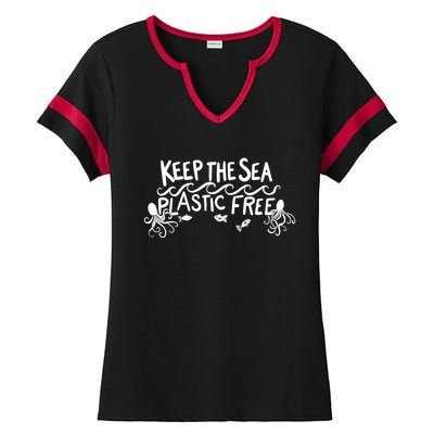 Keep The Sea Plastic Free Earth Day Reduce Reuse Recycle Gift Ladies Halftime Notch Neck Tee