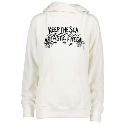 Keep The Sea Plastic Free Earth Day Reduce Reuse Recycle Gift Womens Funnel Neck Pullover Hood