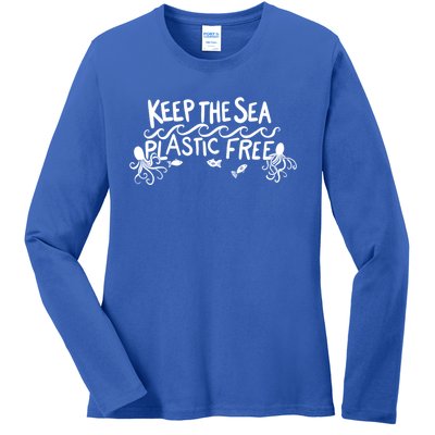 Keep The Sea Plastic Free Earth Day Reduce Reuse Recycle Gift Ladies Long Sleeve Shirt