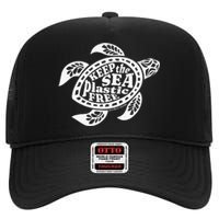 Keep The Sea Plastic Free Vero Beach Florida High Crown Mesh Back Trucker Hat