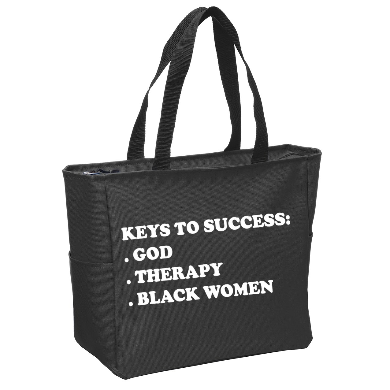 Keys To Success God Therapy Black Women Zip Tote Bag