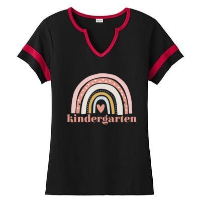 Kindergarten Teacher Student Cute Rainbow Back To School Cool Gift Ladies Halftime Notch Neck Tee