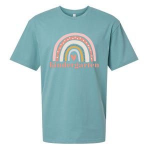 Kindergarten Teacher Student Cute Rainbow Back To School Cool Gift Sueded Cloud Jersey T-Shirt