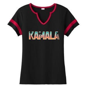 Kamala Tropical Sunset Vibes Design Ladies Halftime Notch Neck Tee