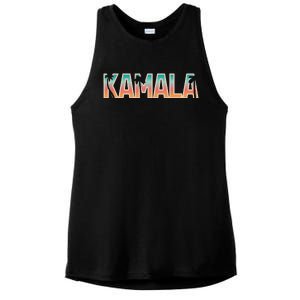 Kamala Tropical Sunset Vibes Design Ladies PosiCharge Tri-Blend Wicking Tank