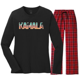 Kamala Tropical Sunset Vibes Design Women's Long Sleeve Flannel Pajama Set 