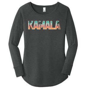 Kamala Tropical Sunset Vibes Design Women's Perfect Tri Tunic Long Sleeve Shirt