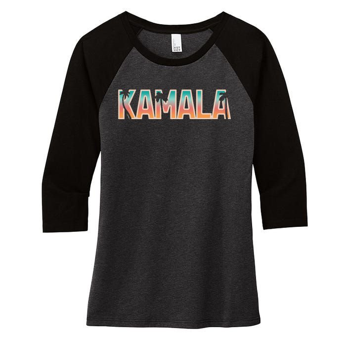 Kamala Tropical Sunset Vibes Design Women's Tri-Blend 3/4-Sleeve Raglan Shirt