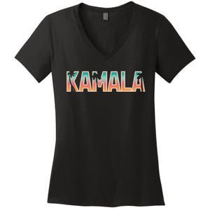 Kamala Tropical Sunset Vibes Design Women's V-Neck T-Shirt