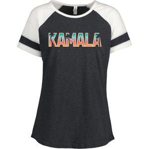 Kamala Tropical Sunset Vibes Design Enza Ladies Jersey Colorblock Tee