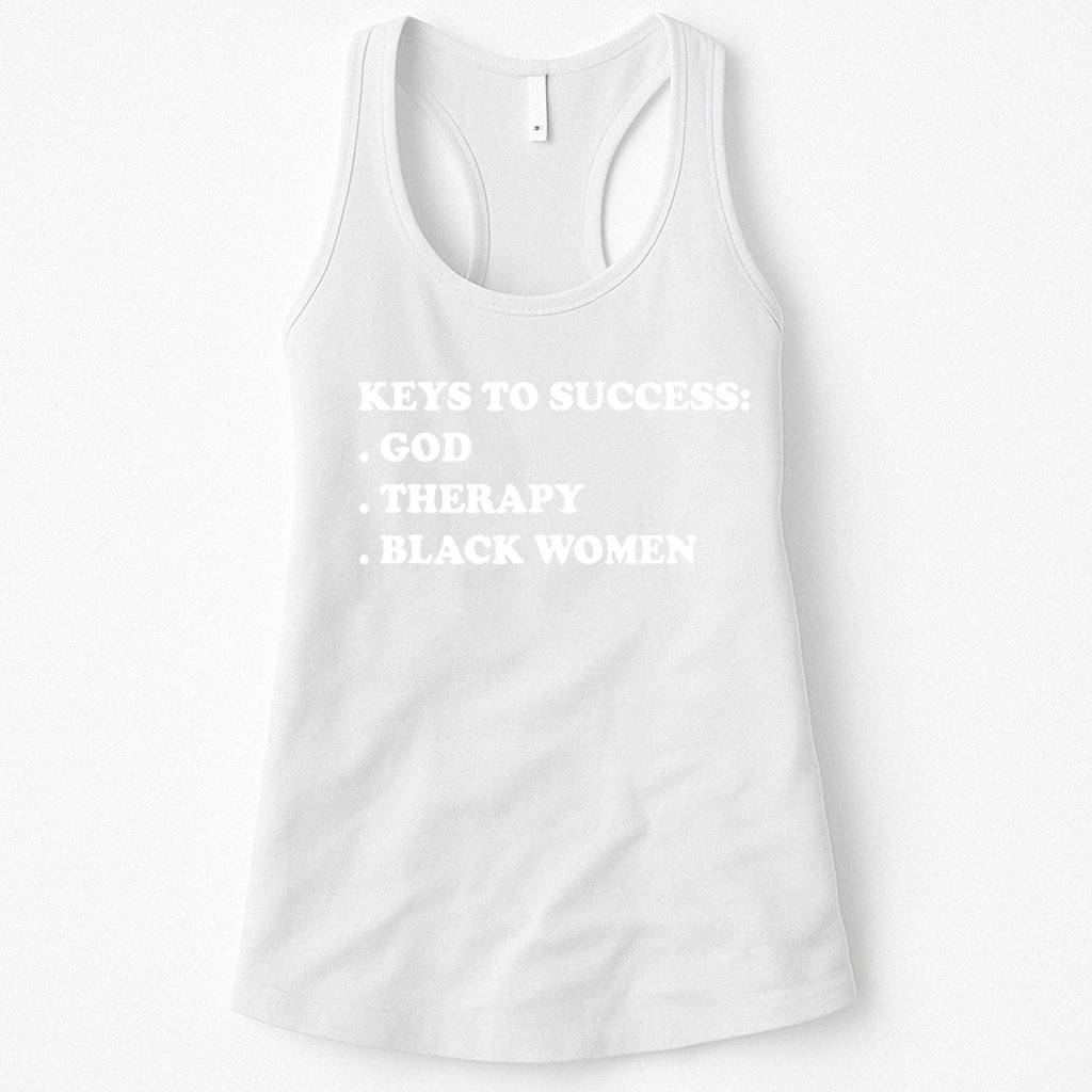 Keys To Success God Therapy Black Women Funny Womens Tank Top