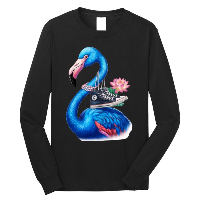 Kamala The Stylish Flamingo Takes Flight Long Sleeve Shirt