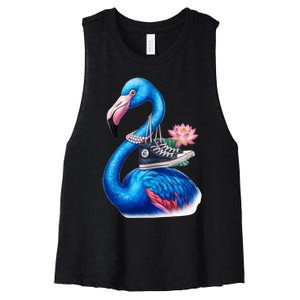 Kamala The Stylish Flamingo Takes Flight Women's Racerback Cropped Tank