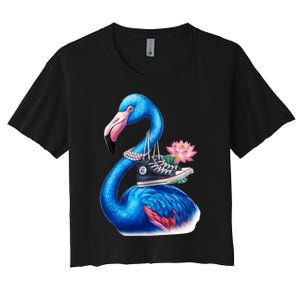 Kamala The Stylish Flamingo Takes Flight Women's Crop Top Tee