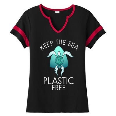 Keep The Sea Plastic Free Sea Turtle Activist Marine Life Cool Gift Ladies Halftime Notch Neck Tee