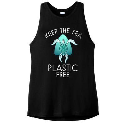 Keep The Sea Plastic Free Sea Turtle Activist Marine Life Cool Gift Ladies PosiCharge Tri-Blend Wicking Tank