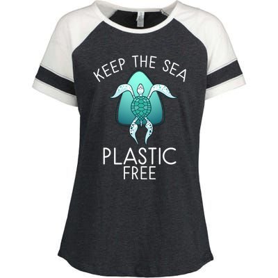 Keep The Sea Plastic Free Sea Turtle Activist Marine Life Cool Gift Enza Ladies Jersey Colorblock Tee