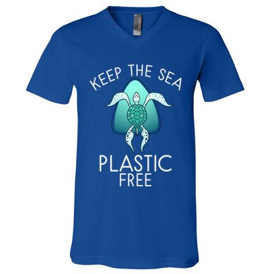 Keep The Sea Plastic Free Sea Turtle Activist Marine Life Cool Gift V-Neck T-Shirt