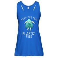 Keep The Sea Plastic Free Sea Turtle Activist Marine Life Cool Gift Ladies Essential Flowy Tank