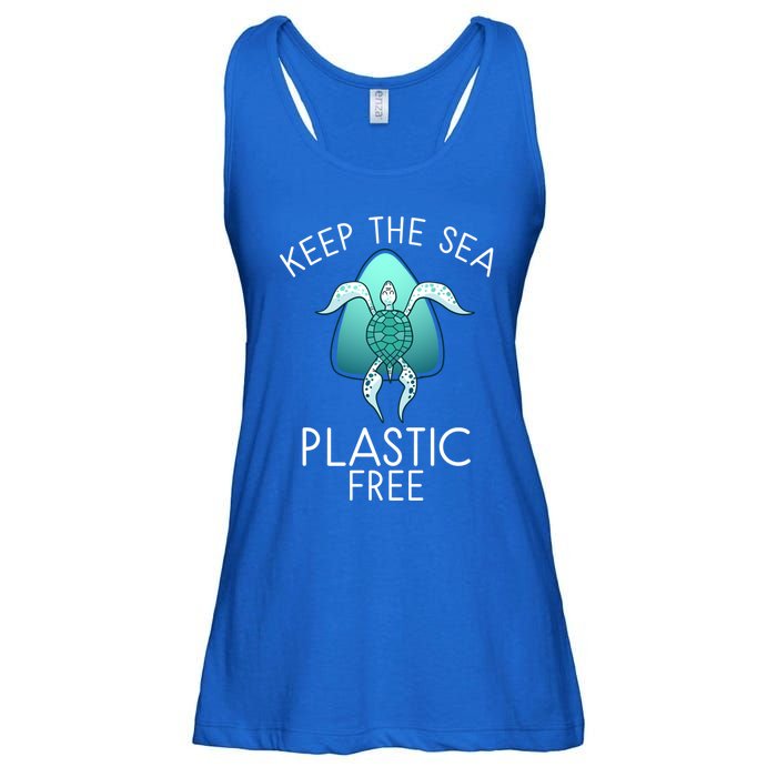 Keep The Sea Plastic Free Sea Turtle Activist Marine Life Cool Gift Ladies Essential Flowy Tank