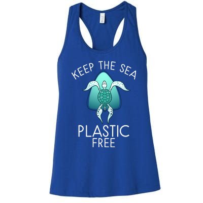 Keep The Sea Plastic Free Sea Turtle Activist Marine Life Cool Gift Women's Racerback Tank