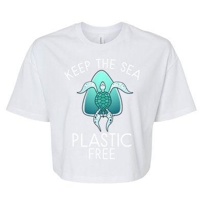 Keep The Sea Plastic Free Sea Turtle Activist Marine Life Cool Gift Bella+Canvas Jersey Crop Tee