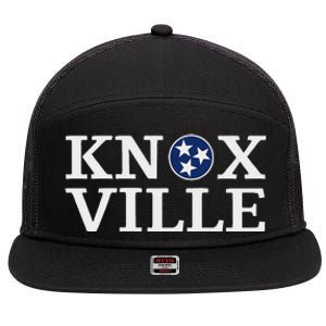 Knoxville Tennessee State Flag Art 3 Star Tn Flag Knoxville 7 Panel Mesh Trucker Snapback Hat