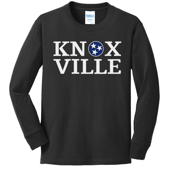 Knoxville Tennessee State Flag Art 3 Star Tn Flag Knoxville Kids Long Sleeve Shirt