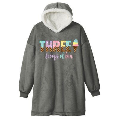 Kids Three Scoops Of Fun Ice Cream Girls 3rd Birthday Girl Outfit Hooded Wearable Blanket