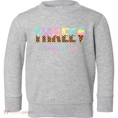 Kids Three Scoops Of Fun Ice Cream Girls 3rd Birthday Girl Outfit Toddler Sweatshirt