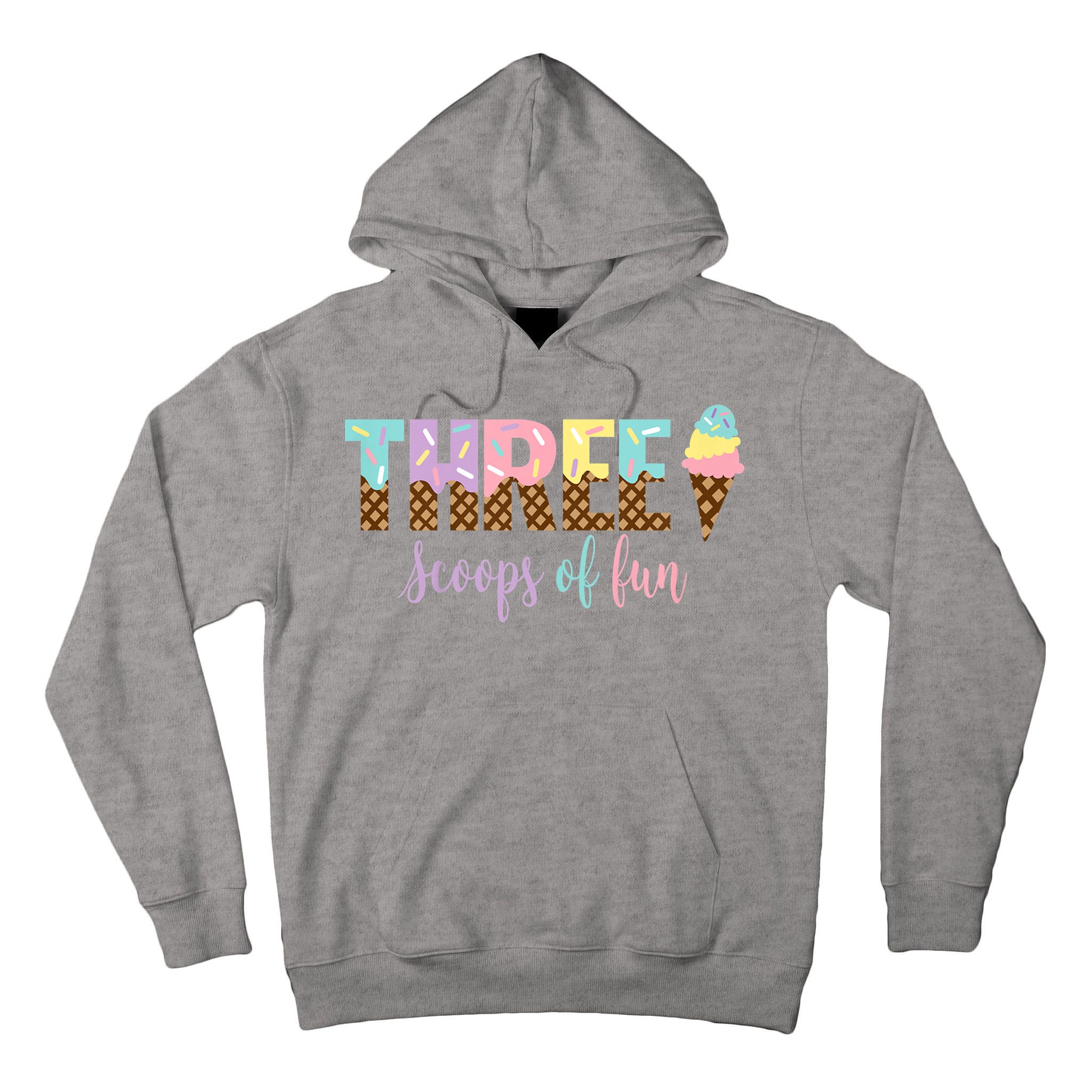 Kids Three Scoops Of Fun Ice Cream Girls 3rd Birthday Girl Outfit Tall Hoodie