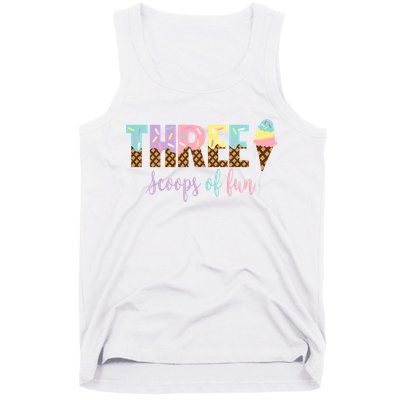 Kids Three Scoops Of Fun Ice Cream Girls 3rd Birthday Girl Outfit Tank Top