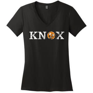 Knoxville Tennessee State Flag Orange White Distressed Knox Women's V-Neck T-Shirt