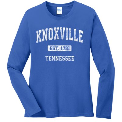 Knoxville Tennessee Tn Vintage Athletic Sports Design Funny Gift Ladies Long Sleeve Shirt