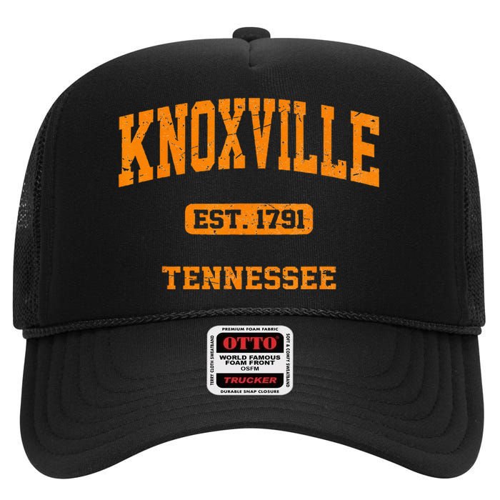 Knoxville Tennessee TN Vintage State Athletic Style High Crown Mesh Back Trucker Hat