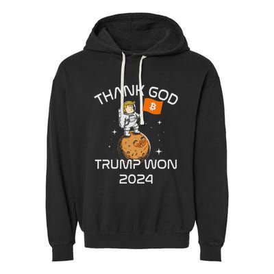 Kawaii Trump Thank God Bitcoin To The Moon Inauguration Garment-Dyed Fleece Hoodie