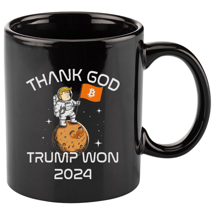 Kawaii Trump Thank God Bitcoin To The Moon Inauguration 11oz C Handle Ceramic Mug