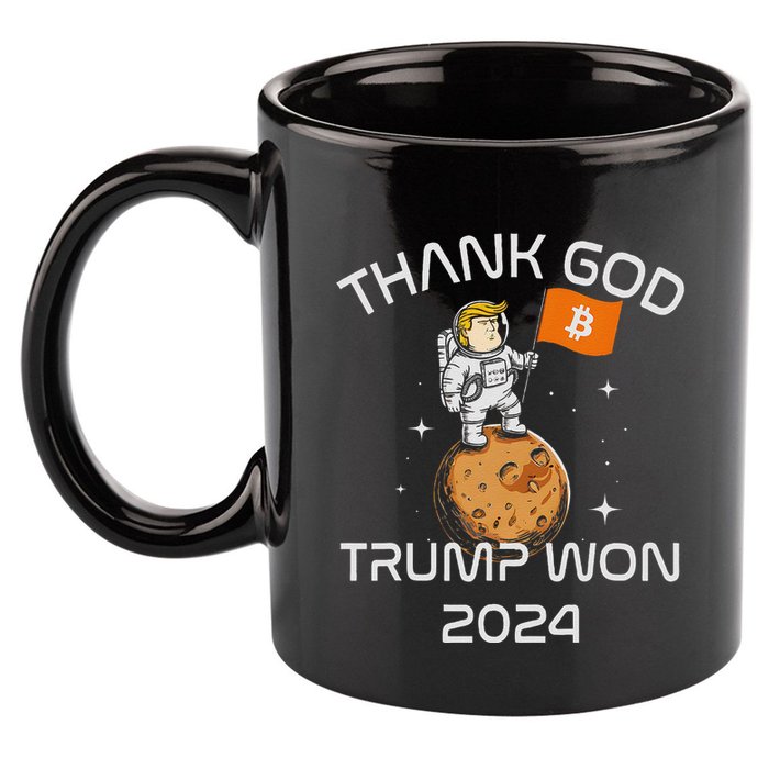 Kawaii Trump Thank God Bitcoin To The Moon Inauguration 11oz C Handle Ceramic Mug