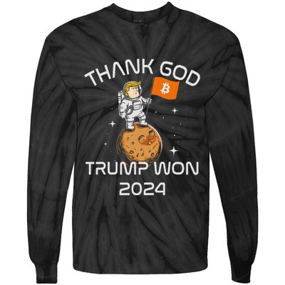Kawaii Trump Thank God Bitcoin To The Moon Inauguration Tie-Dye Long Sleeve Shirt