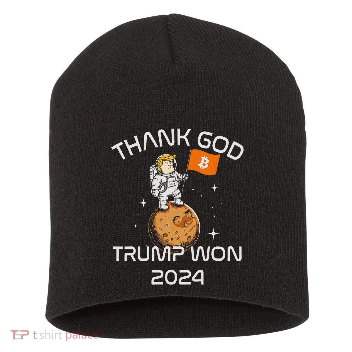 Kawaii Trump Thank God Bitcoin To The Moon Inauguration Short Acrylic Beanie