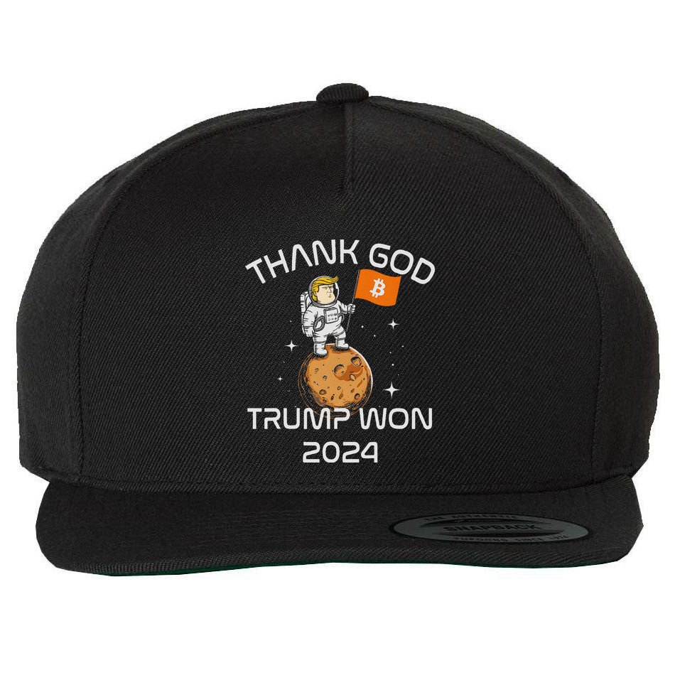 Kawaii Trump Thank God Bitcoin To The Moon Inauguration Wool Snapback Cap