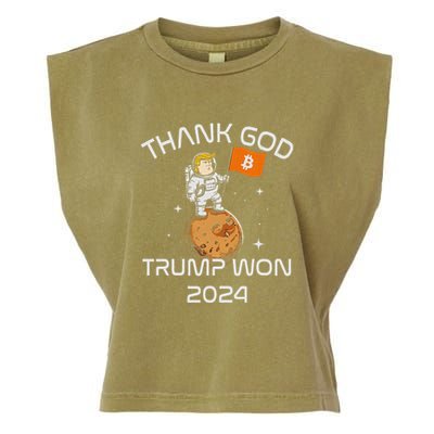 Kawaii Trump Thank God Bitcoin To The Moon Inauguration Garment-Dyed Women's Muscle Tee