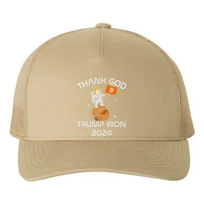 Kawaii Trump Thank God Bitcoin To The Moon Inauguration Yupoong Adult 5-Panel Trucker Hat